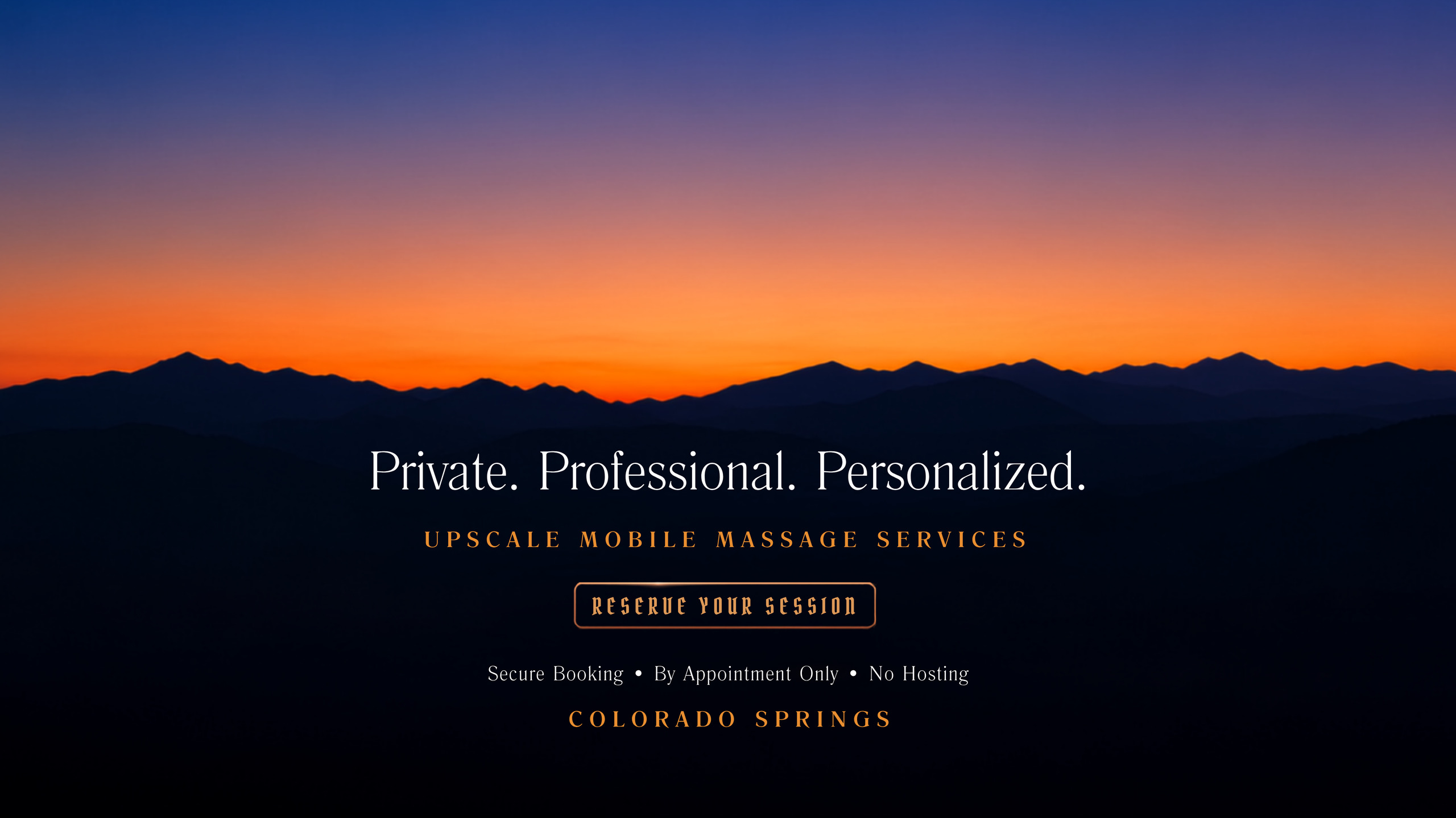 Private. Professional. Personalized. Upscale mobile massage services in Colorado Springs. Secure booking, by appointment only, no hosting.